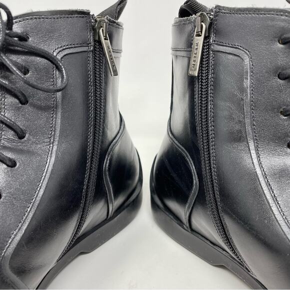 Mezlan Black Leather Burnished Calfskin Hybrid Hi Top Lace Up Ankle Boots men 10 - Picture 7 of 16